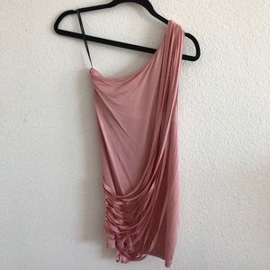 Bebe pink strappy one shoulder mini dress